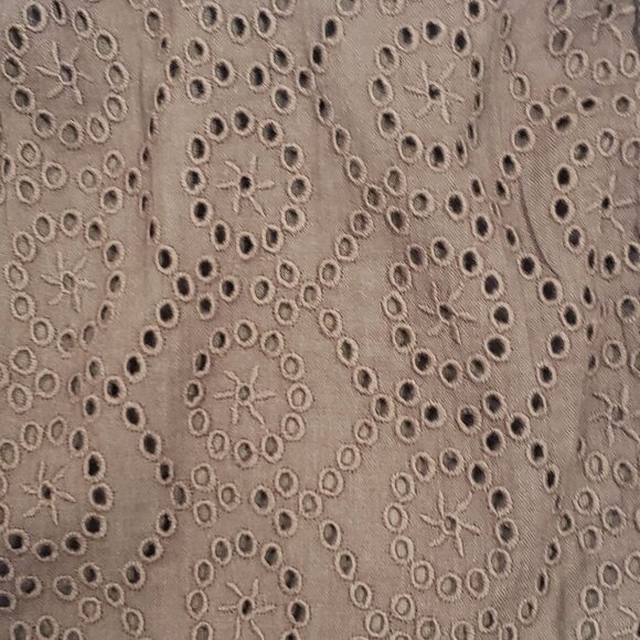 BOG Band Of The Free Eyelet Crop Top Women Medium Walnut Brown Boho Puff Sleeves - Picture 13 of 16